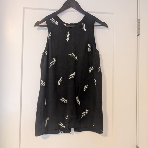 MARNI black white print crepe open split back sleeveless top - Picture 6 of 9